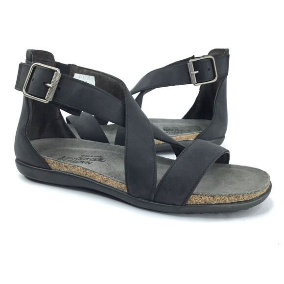 NAOT Rianna Cork Sandal Womens 38 US 7 Oily Coal Leather Strappy Gladiator NEW - Picture 15 of 15